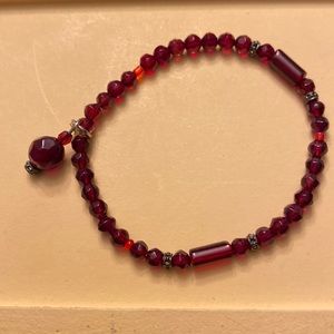 Red hand made stretch bracelet